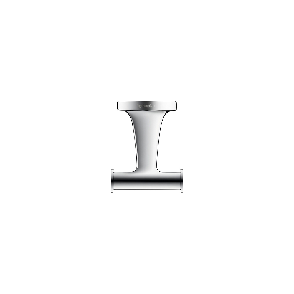 Duravit Double Towel & Robe Hook Design by STARCK with Self Adhesive or Drilling Fixing - ChromeChrome