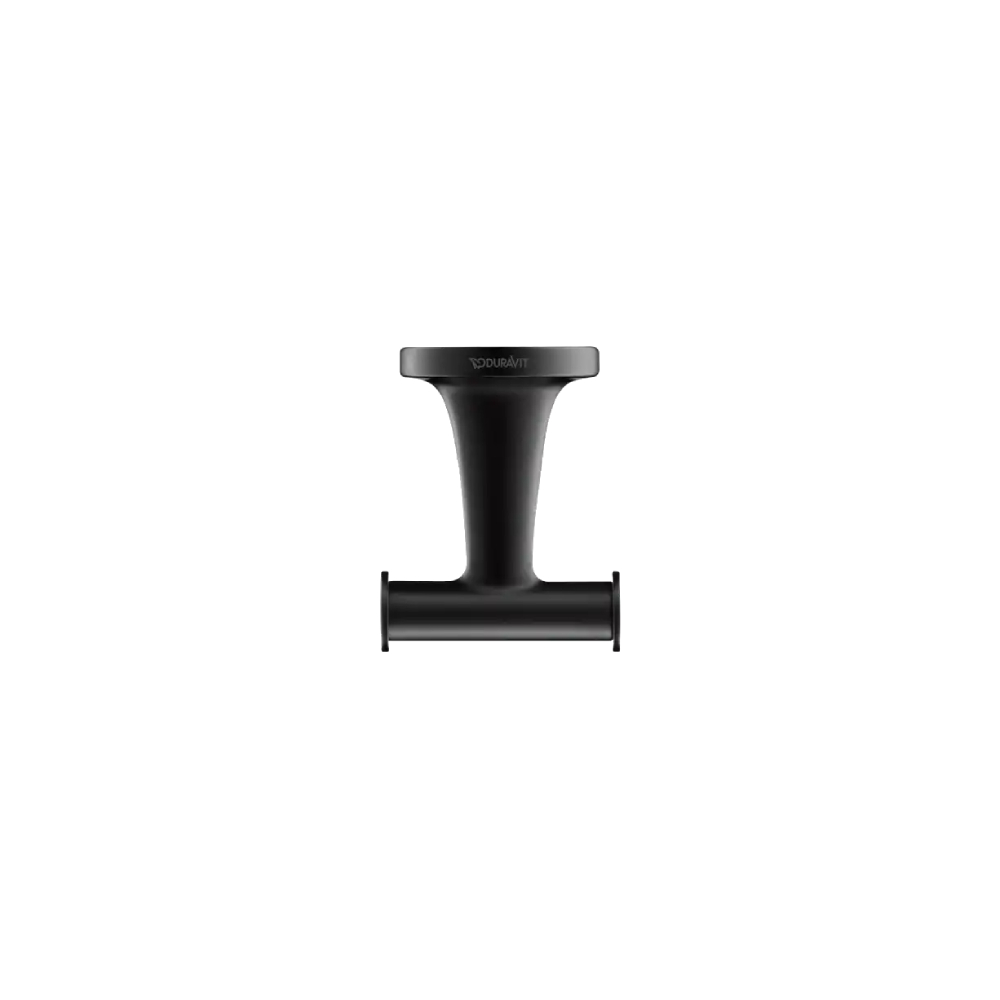 Duravit Double Towel & Robe Hook Design by STARCK with Self Adhesive or Drilling Fixing - BlackMatt Black
