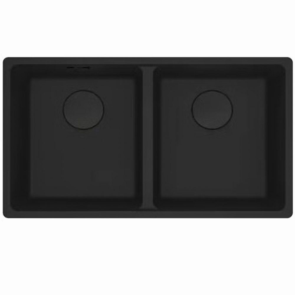Franke Undercounter Double Bowl Kitchen Sink 75.3(L) x 43.3(W) x 20(D) cm - BlackMatt Black