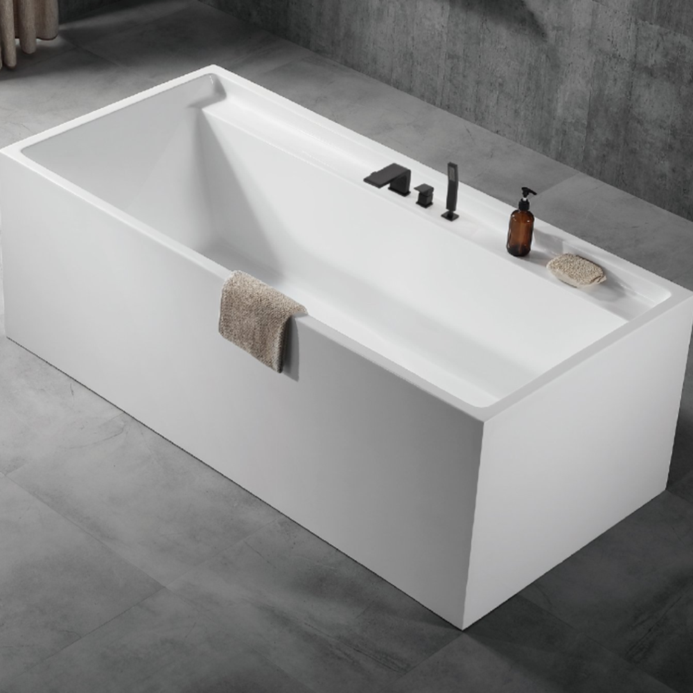 حوض استحمام مثبت على الأرض - اكليريك صلب - مقاس 170×80 سم - أبيض مطفي من برنستينأبيض غير لامع