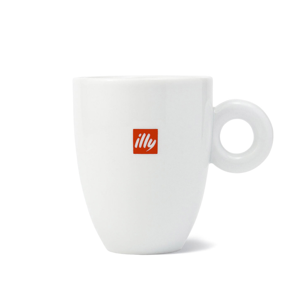 illy Logo Latte Mug (Set of 6) - Large Porcelain Coffee Mug, WhiteWhite