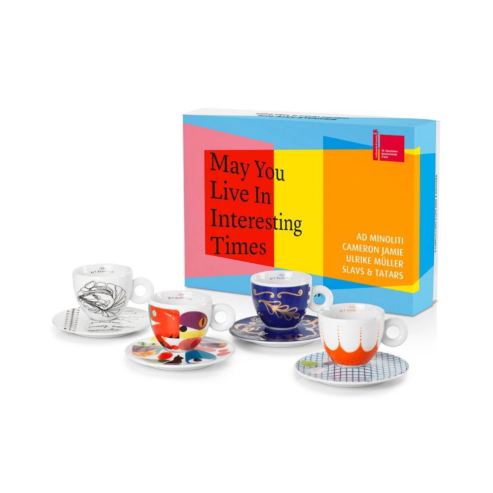 illy Art Collection Cappuccino Cups & Saucers Set(4-Pack)- Biennale 2019 CollectionWhite