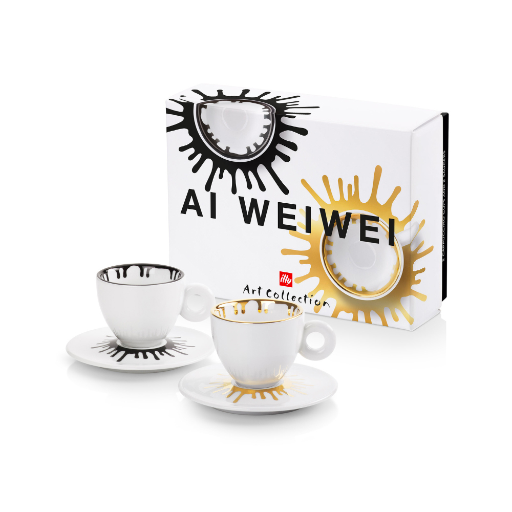 illy Art Collection Cappuccino Cups & Saucers Set(2-Pack)- Ai Weiwei CollectionWhite