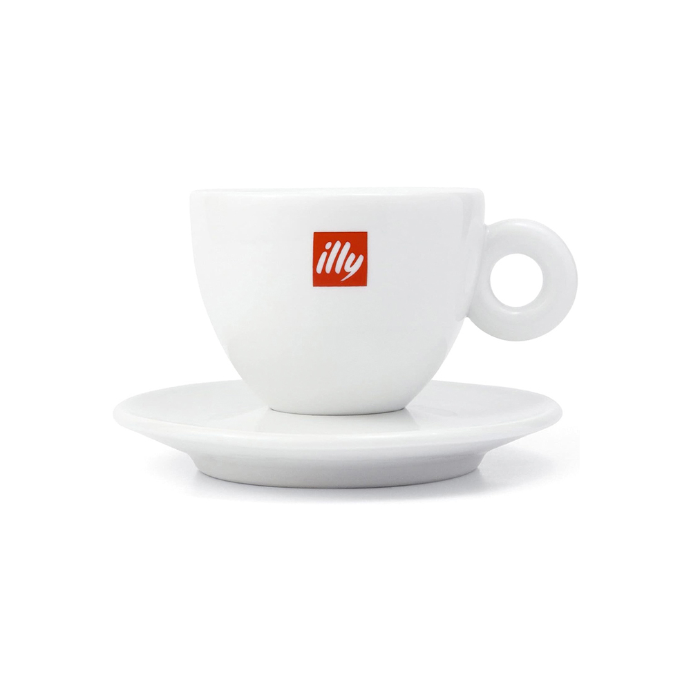 illy Logo Cappuccino Mug Set with Saucer (Set of 12) - 6oz, Porcelain, WhiteWhite