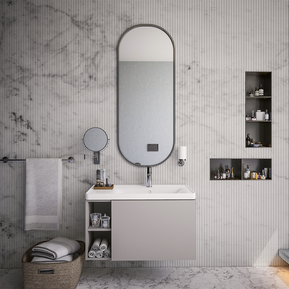 Duravit Bathroom Cabinet Set 80(W)x48(D) cm Concrete Grey Matt with Ceramic BasinConcrete Grey Matt