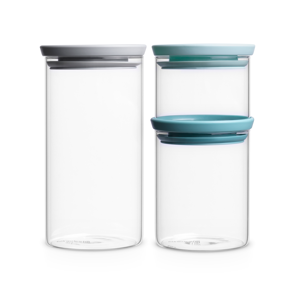 Brabantia 3-Piece Stackable Glass Jar Set - Mixed Colors