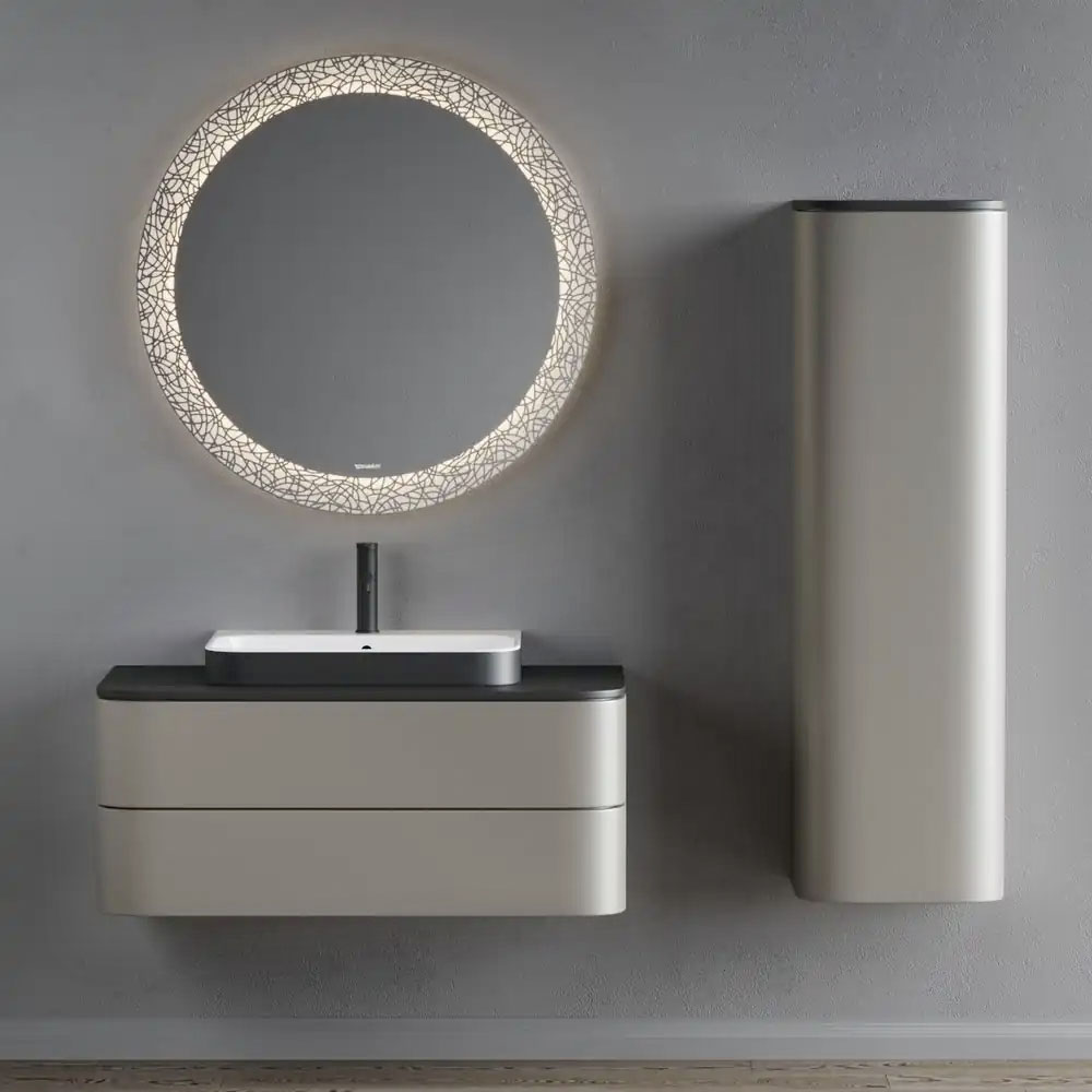 Duravit Luxury Bathroom Cabinet Set 100(W)x55(D) cm Grey Satin Matt with Ceramic Basin Grey Satin Matt