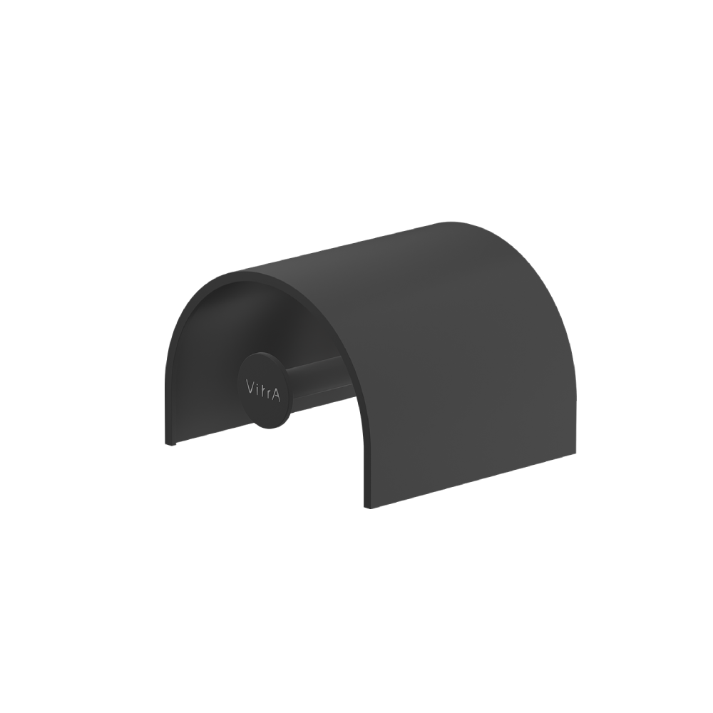 VitrA Toilet Roll Holder with Cover - BlackMatt Black