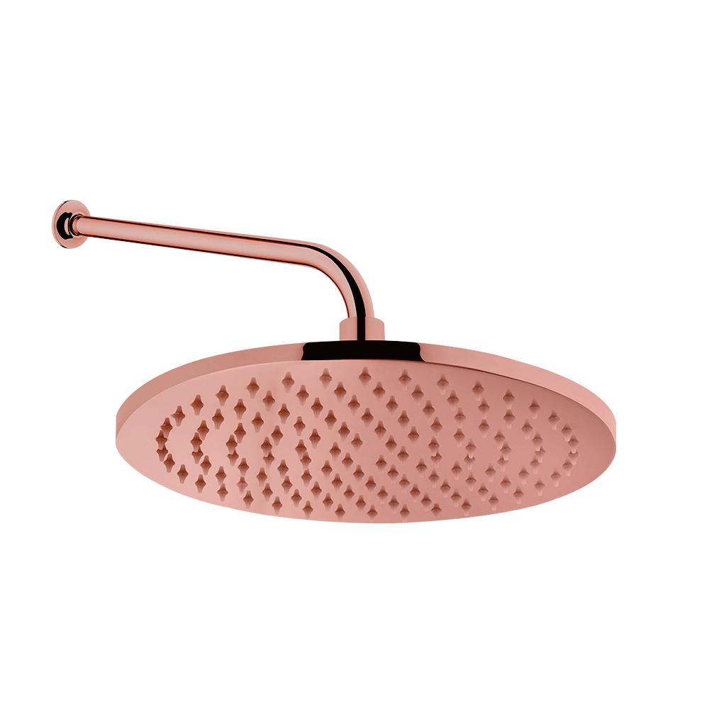 VitrA Metal Wall Mounted Round Rain Head Shower With Arm 25cm Ø - Shiny CopperCopper