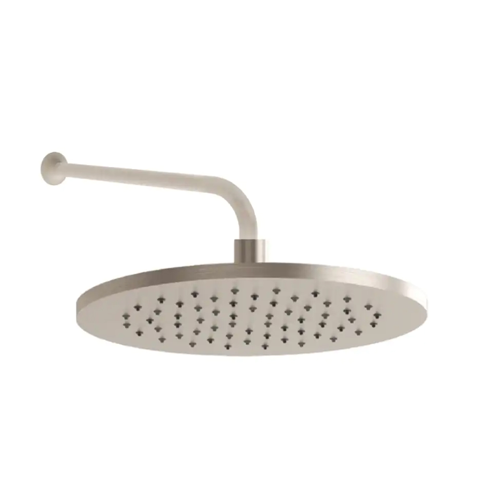VitrA Metal Wall Mounted Round Rain Head Shower With Arm 25cm Ø - Brushed Nickel