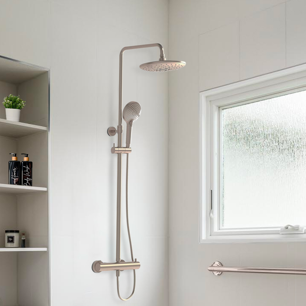 VitrA All-In-One Thermostatic Full Shower System With Mixer - Brushed NickelBrushed Nickel