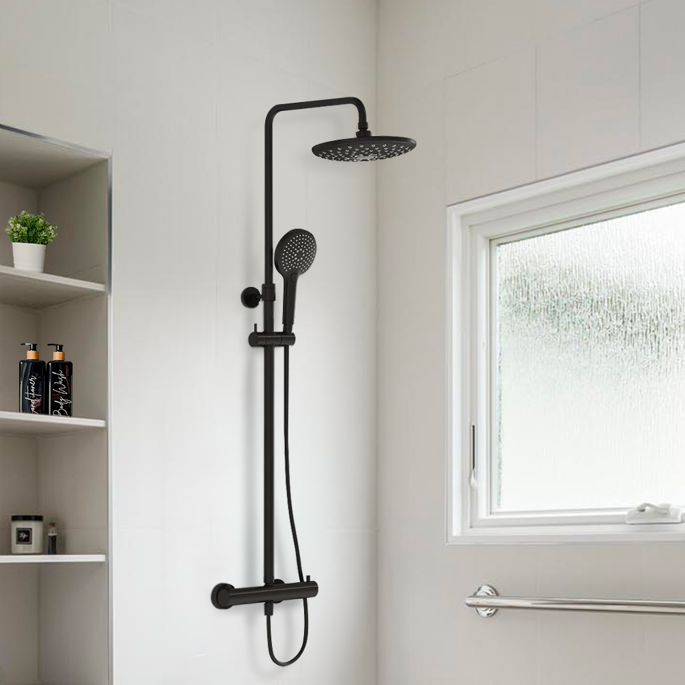VitrA All-In-One Thermostatic Full Shower System With Mixer - BlackMatt Black