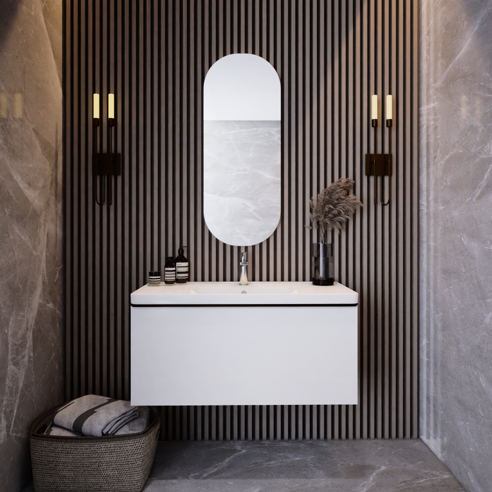 Duravit Bathroom Cabinet Set 100.5cm (W) Matt White with Ceramic Basin