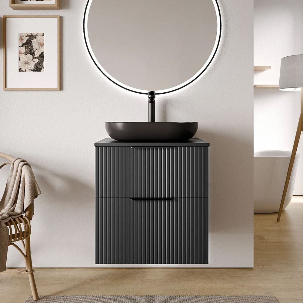 Bernstein TIM Bathroom Cabinet Set 60cm - Black Matt Profiled