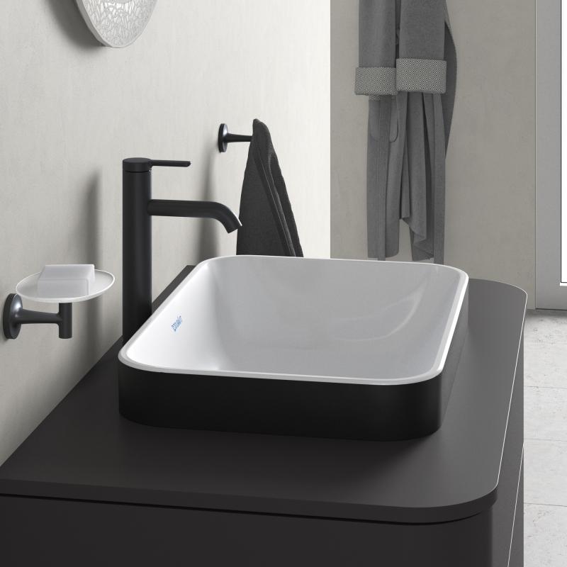 Duravit CounterTop Wash Basin 60(W)x40(D) cm Incl. Waste Set - Matt Black/WhiteBlack / White