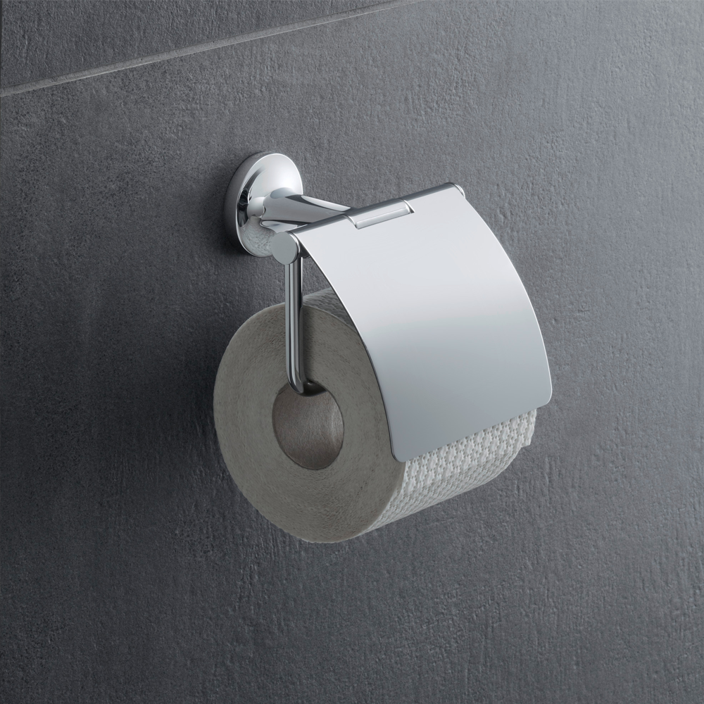 Duravit Toilet Paper Holder with Cover Design by STARCK with Self Adhesive or Drilling Fixing - ChromeChrome