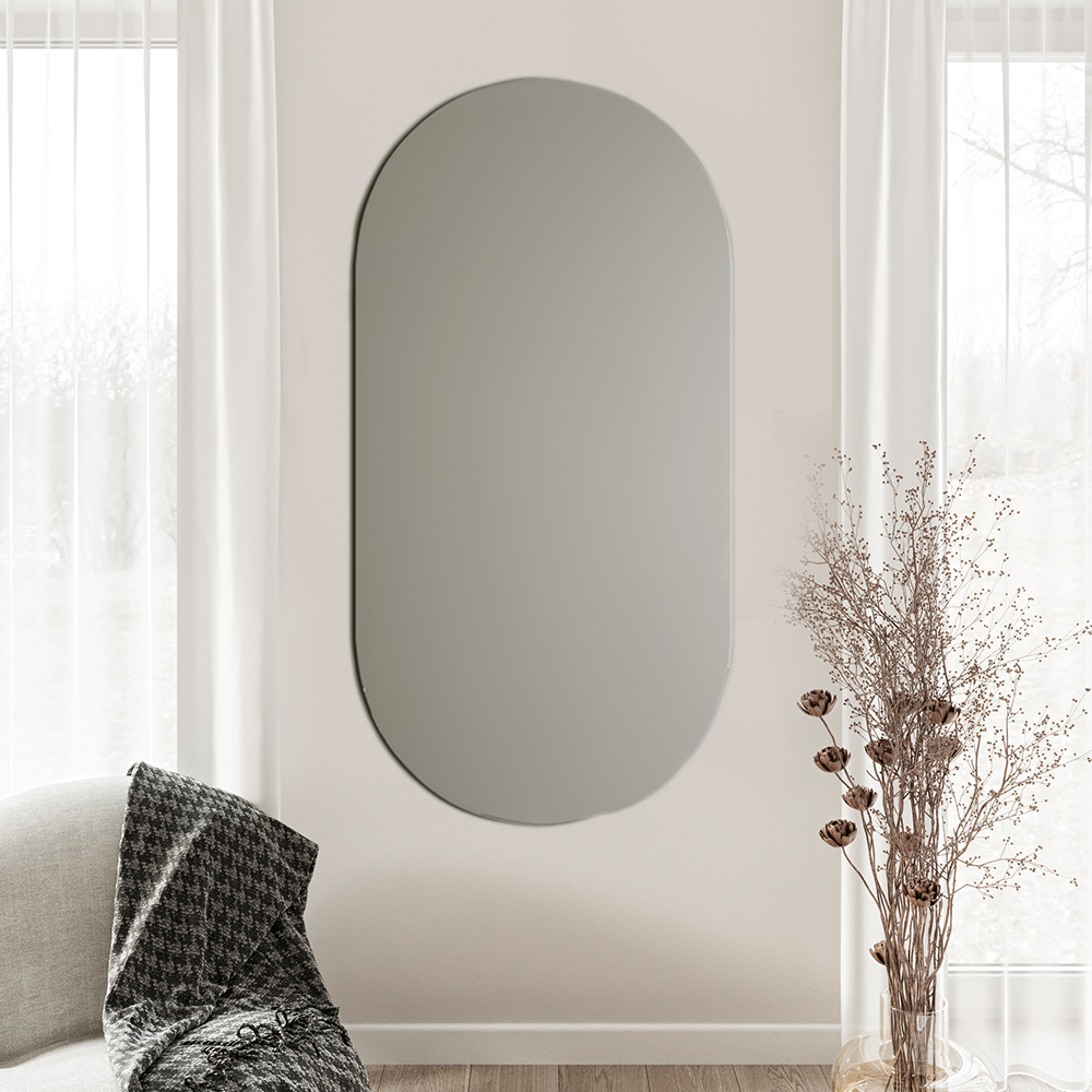 Handcrafted Frameless Oval Wall Mirror 40x90 cmFrameless