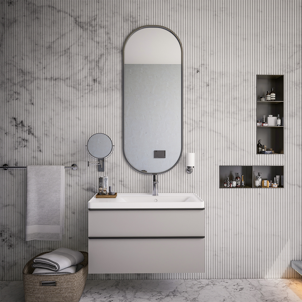Duravit Bathroom Cabinet Set 80(W)x48(D) cm Concrete Grey Matt with Ceramic BasinConcrete Grey Matt