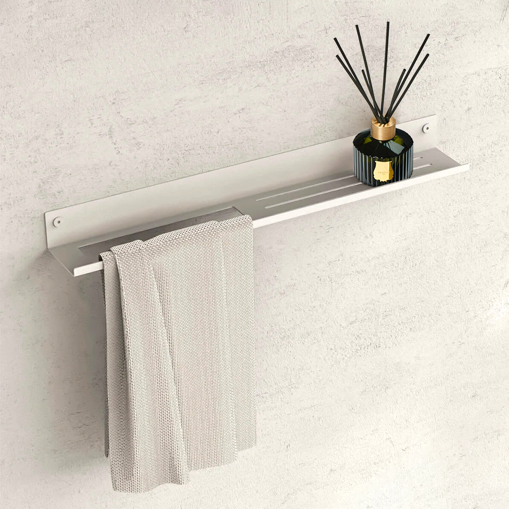 Fink Roma Steel Shelf with Towel Holder 60cm (W) - Polar WhitePolar White