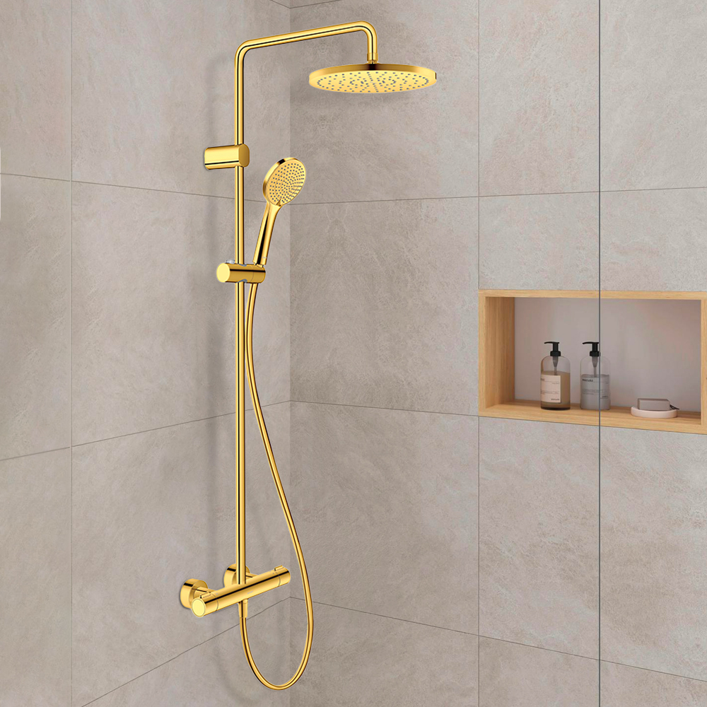 Duravit All-In-One Thermostatic Full Shower System with Mixer - GoldGold