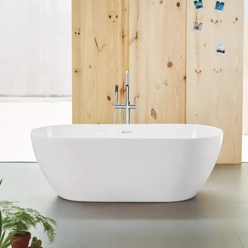 حوض استحمام مثبت على الأرض - أبيض لامع، مقاس 168×80 - من ديورافيتأبيض لامع